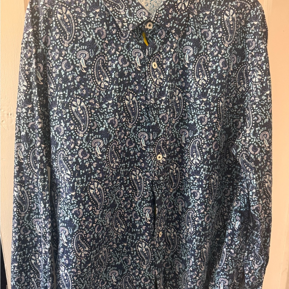 Bugatchi Blue Paisley Dress Shirt